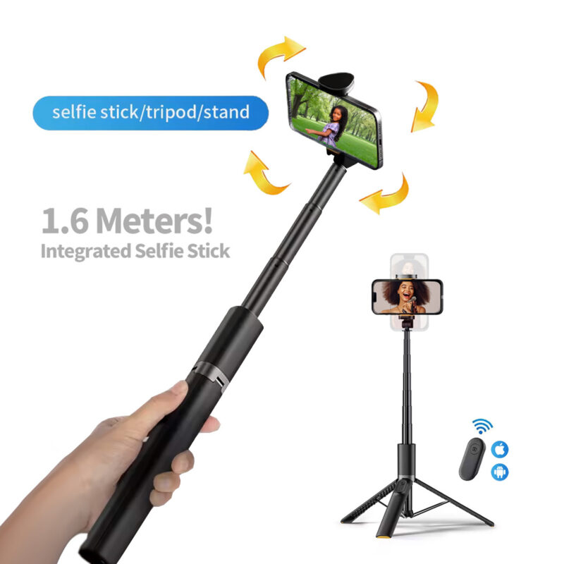 Selfie Stick Phone Tripod with Remote Control 3 in 1 Tripod Stand with Rotating Phone Holder for Phone and Android - Perfect for Video Recording & Travel - GBD Stand